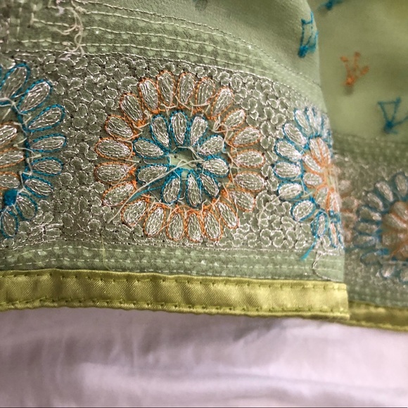 Georgette saree in pistachio green Vintage [firm] - Picture 14 of 15